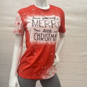 Have Yourself a Merry Little Christmas Red T Shirt Tees Women Short Sleeve Sz M